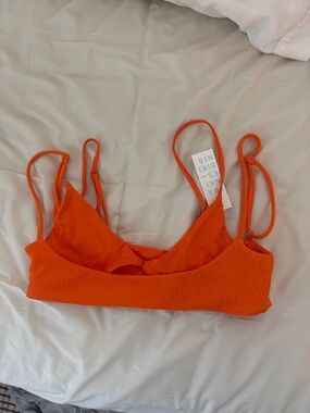Frankie's Bikinis Orange Ribbed Triangle Bikini Top